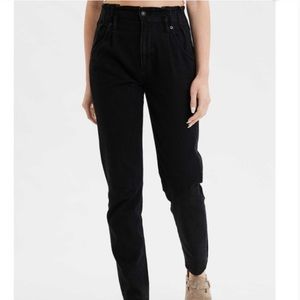 American eagle black paper bag mom jeans